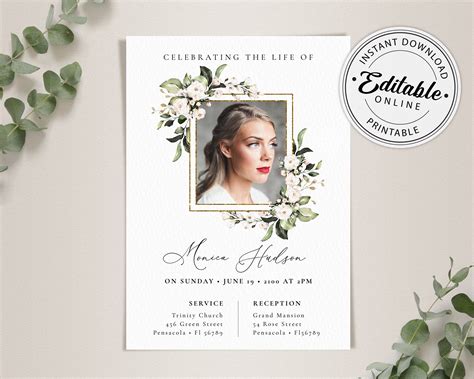 Funeral Announcement Card Template Funeral Invitation Template
