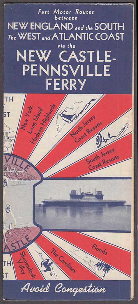 New Castle Pennsville Ferry Road Map Folder 1941 Delaware New Jersey