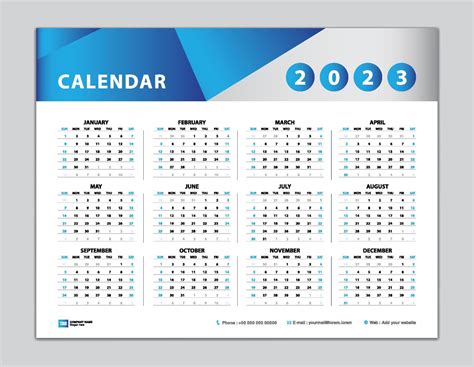 Plantilla De Calendario 2023 Diseño De Calendario De Escritorio 2023
