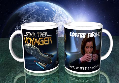 Star Trek Voyager Janeway Coffee First Mug Etsy