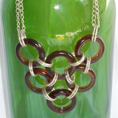 Bottle Ring Cluster Necklace Necklace Glass Bottle Upcycled