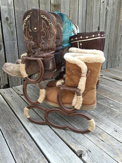 Today, i'd like to provide you with 30 clever boot storage ideas in this post and hope they will do you a it is great to put a boot tray in the entryway. Horseshoe Boot Rack Boot Rack Southern Decor Horseshoe Art ...