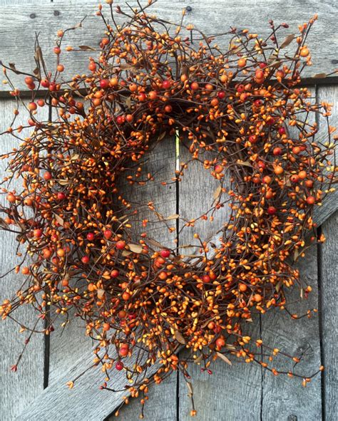 Orange Pip Berry Wreath Fall Wreath Autumn Wreath Halloween Etsy
