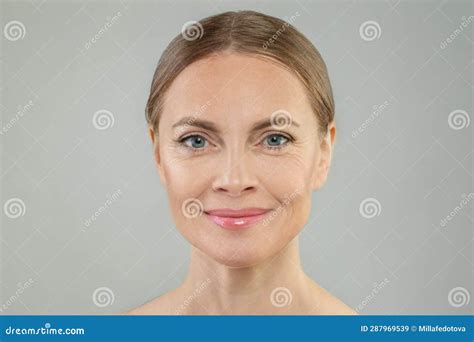 Attractive Mature Woman Face Close Up Portrait Stock Image Image Of