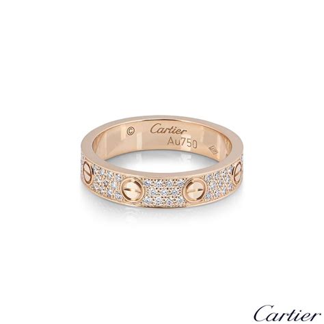 Cartier Rose Gold Pave Diamond Love Ring Size 49 B4085800 Rich Diamonds