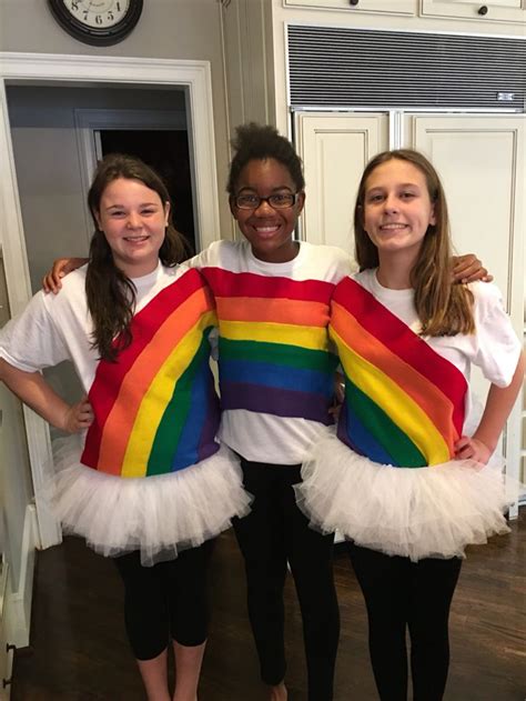 Cute And Creative Halloween Rainbow Costume For A Group Of 3 Girls