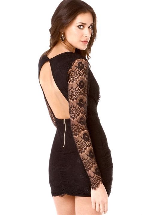 Sexy Vestido Encaje Negro Amplio Escote Espalda Descubierta 450 00 En Mercado Libre