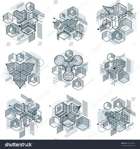 「abstract Backgrounds Isometric Lines Vector Illustrations」のベクター画像素材