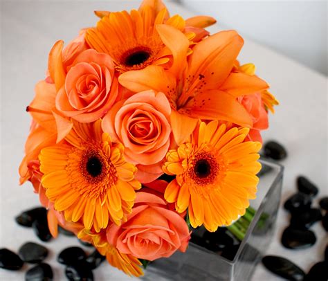 Orange Rose Lily And Gerbera Daisy Bouquet I Love This Daisy
