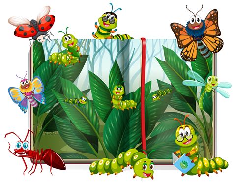 Book With Different Insects In Garden 300593 Vector Art At Vecteezy