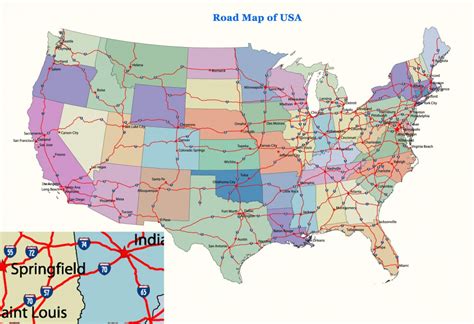 United States Road Map With Cities Printable Printable