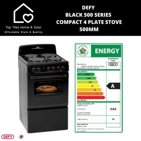 Defy Black 500 Series Compact 4 Plate Stove 500mm Dss514 Top Tiles