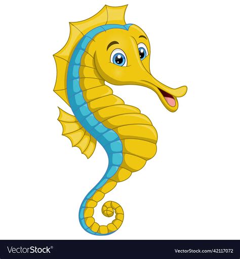 Cute Seahorse Cartoon On White Background Vector Image