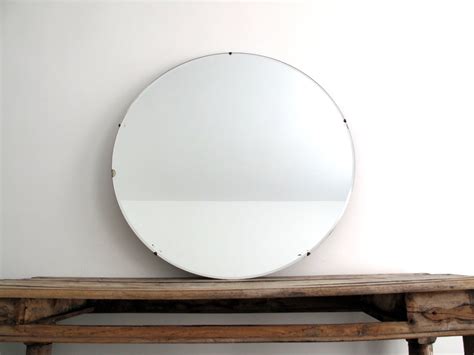 Vintage Large Round Wall Mirror 30 Frameless By Snapshotvintage