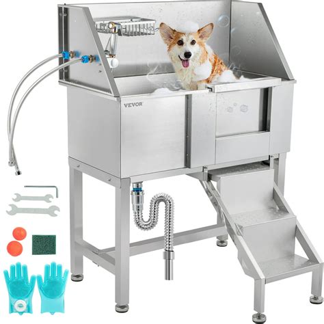 Vevor Pet Grooming Tub Stainless Steel Dog Wash Station 200lbs Load