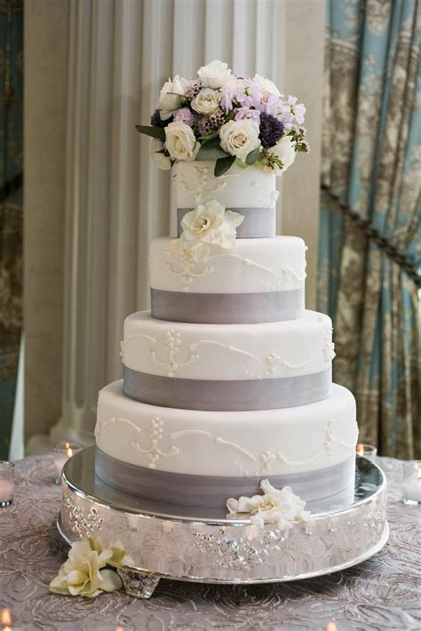Cakes Desserts Photos Elegant Wedding Cake With Lavender Ribbons Inside Weddings