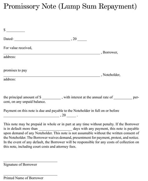 Free Promissory Note Template For Personal Loan Free Printable Templates