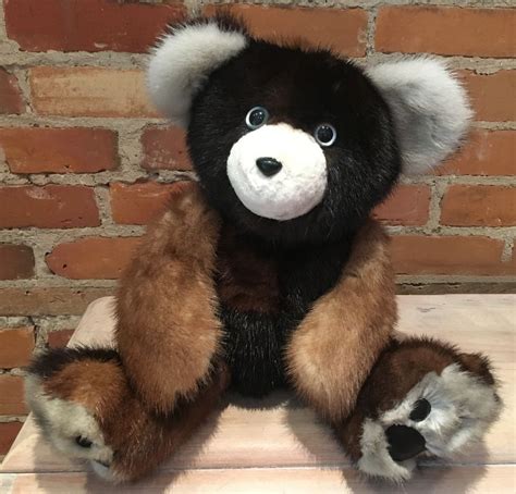 Beige Teddy Bear Black Mink Bear Fur Bear Real Fur Etsy Teddy Bear