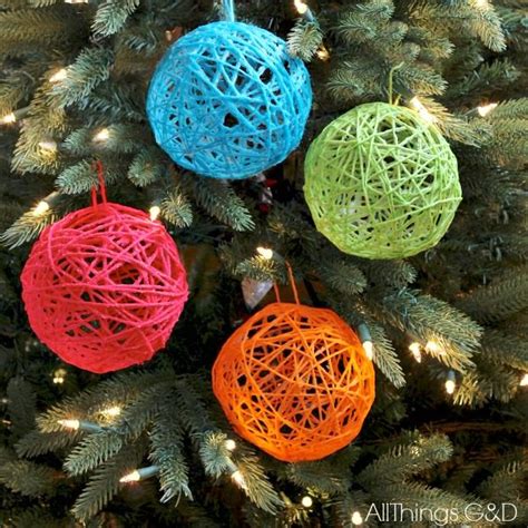 9 Diy Yarn Ornaments To Adorn Your Christmas Tree Make And Takes