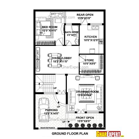 House Plan For 30 Feet By 50 Feet Plot Plot Size 167 Square Yards