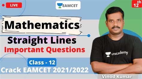 Unacademy Eamcet Straight Lines Mathematics Important Questions