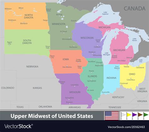 Upper Midwest Of United States Royalty Free Vector Image