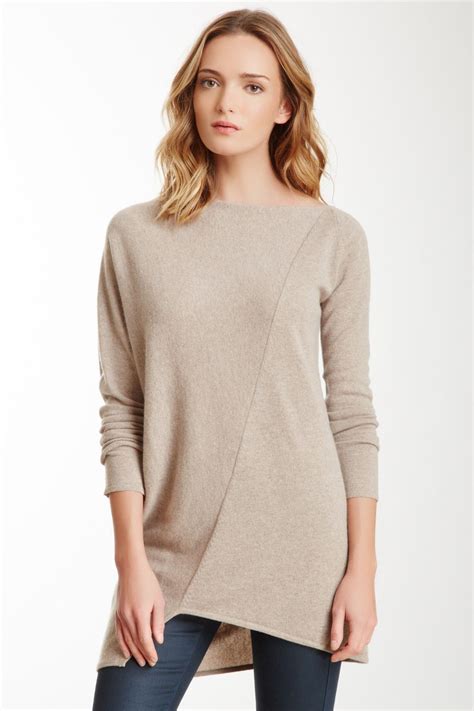 Cashmere Long Sleeve Asymmetrical Tunic Sweater On Hautelook Sweaters