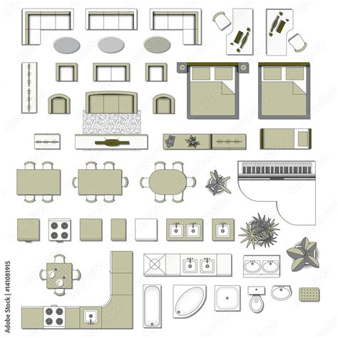 Floor Plan Furniture Vector