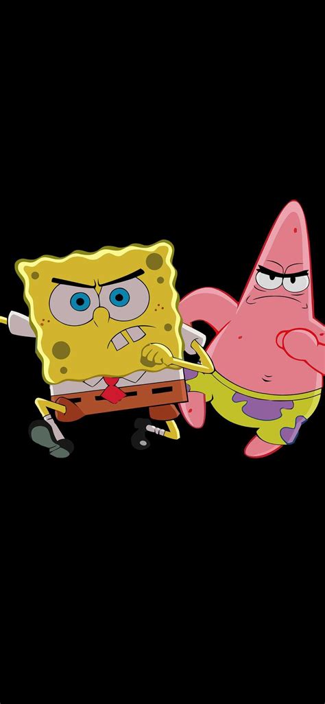 Spongebob And Patrick Are Fighting In The Dark With Each Others Eyes