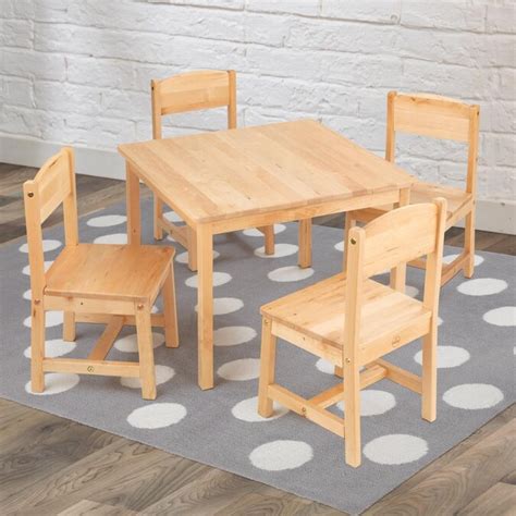 Kidkraft Farmhouse Natural Square Kids Play Table Set Of 4 Chairs In