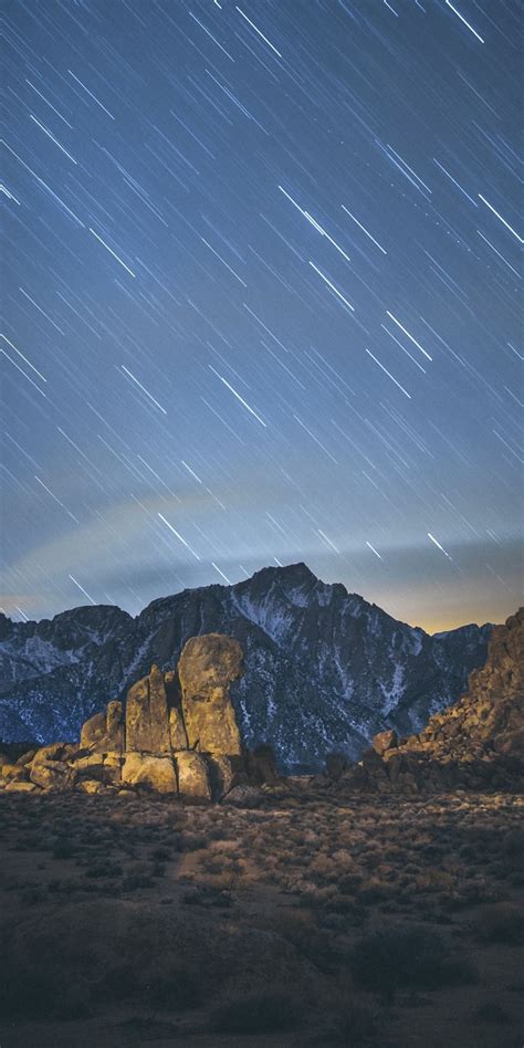 Starry Sky Nature Landscape Mountains Camping 1080x2160 Wallpaper