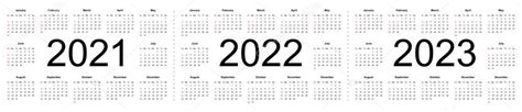 Calendarios Vectoriales Editables Simples Para El Año 2021 2022 2023
