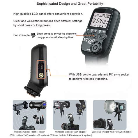 buy godox xt32c wireless power control flash trigger transmitter built in 2 4g wireless x system