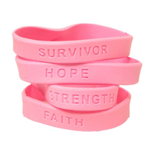 Csaa6065 Breast Cancer Awareness Pink Rubber Bracelet