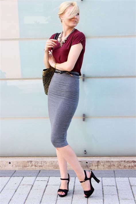 fashion pencil skirt outfits grey pencil skirt