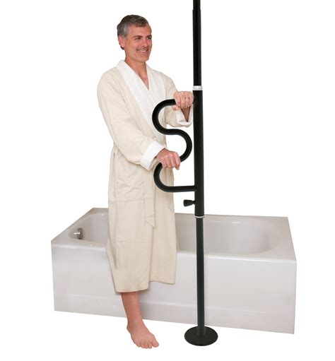 Stander Security Pole And Curve Grab Bar Elderly Tension Mounted Floor