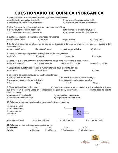 Cuestionario DE Quimica Inorganica II CUESTIONARIO DE QUÍMICA