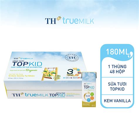 Mua Thùng 48 hộp sữa tươi tiệt trùng TOPKID kem vanilla tự nhiên TH