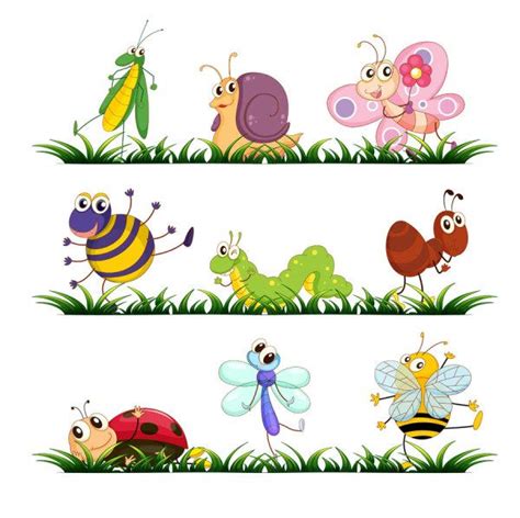 Funny Cartoon Insects Vector Set 01 Cartoon Clip Art