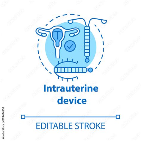 intrauterine device concept icon safe sex pregnancy prevention female reproductive system