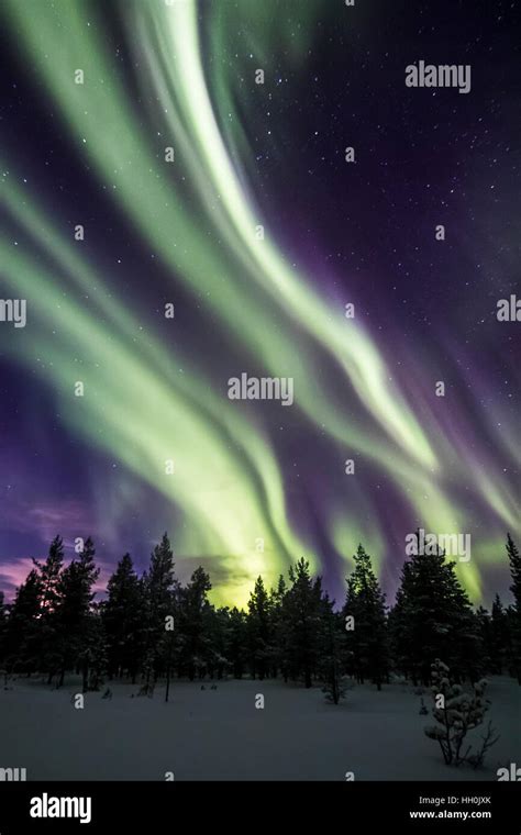 Northern Lights In Urho Kekkonen National Park Finland Stock Photo Alamy