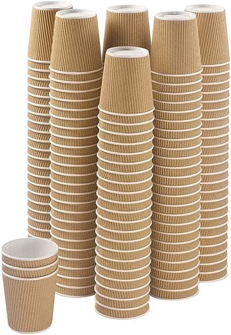 Buy 8 Oz Brown Disposable Ripple Insulated Coffee Cups Hot Beverage
