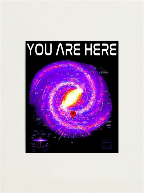 Lámina fotográfica Nerdy You Are Here Vía Láctea Mapa de la galaxia Espacio y regalo para el