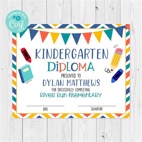 Editable Kindergarten Diploma Template Kindergarten Etsy