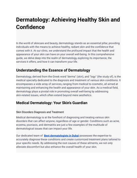 Dermatology Achieving Healthy Skin And Confidencepdf Docdroid