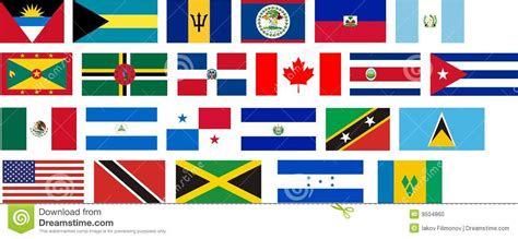 Flags Of All North America Countries Stock Photo Image 9504860