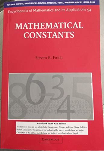 Mathematical Constants Icm Edition Encyclopedia Of Mathematics And Its