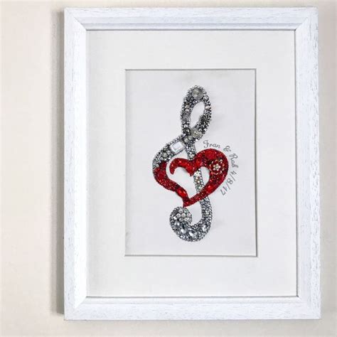 Personalised Treble Clef And Heart Button Art Mixed Media Always