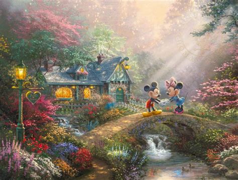 Mickey And Minnie Sweetheart Bridge By Thomas Kinkade Studios Cv