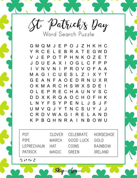 Saint Patrick Word Search Letter Words Unleashed Exploring The Beauty Of Language